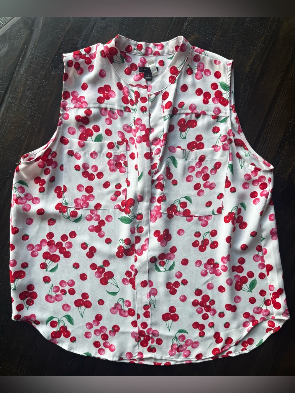 ANN TAYLOR Cherry Print Sleeveless Shell